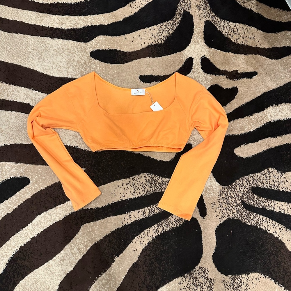 Gil Rodriguez El Tigre Long Sleeve Crop Top in Orange